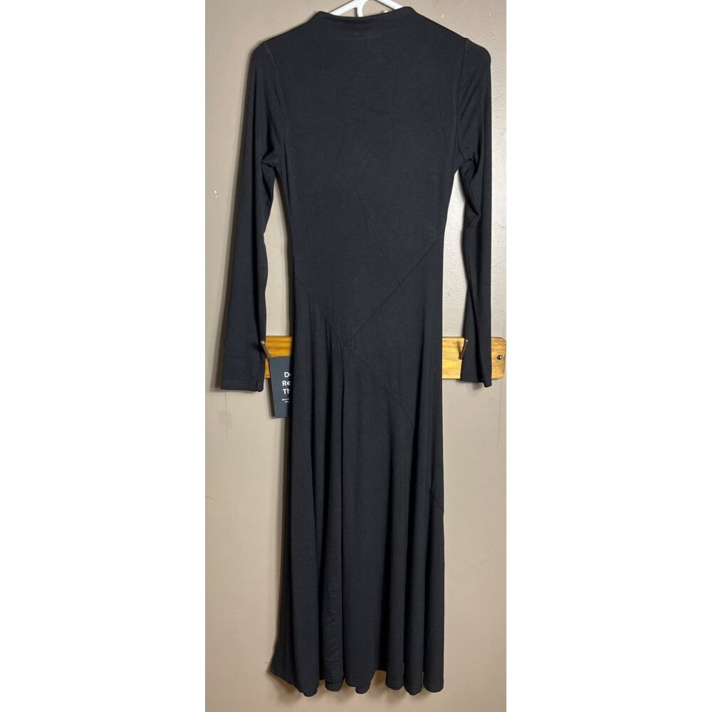 NWT Lulus Mock Neck Dress Maxi Rayon Jersey Versatile Dark Feminine Winter Wm XS - Picture 3 of 7